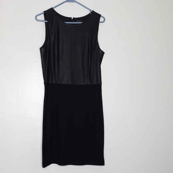 Theory Black Leather Dress Orinthia Sheath Evening Clubbing Luxury Mobwife Chic - Picture 2 of 13